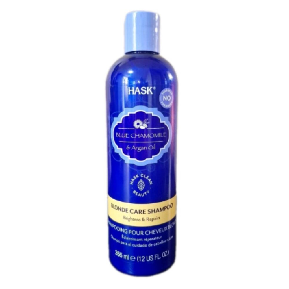 👠 5 for $25  HASK BLUE CAMOMILE & ARGAN OIL BLONDE CARE SHAMPOO 355 ML NEW
